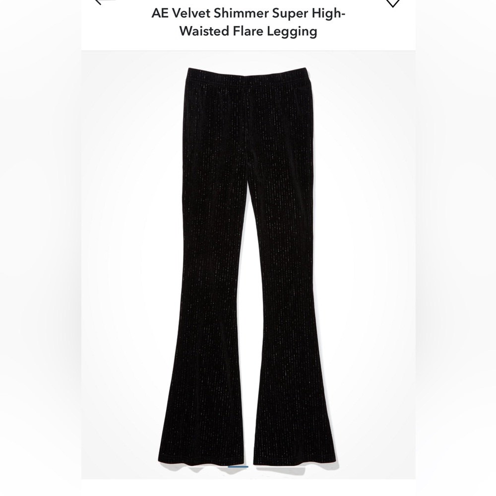 American Eagle Velvet Shimmer Super High-Waisted Flare Legging Pants